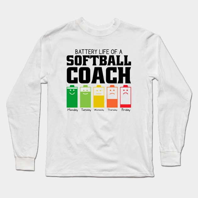 Battery Life Of A Softball Coach Long Sleeve T-Shirt by Stay Weird